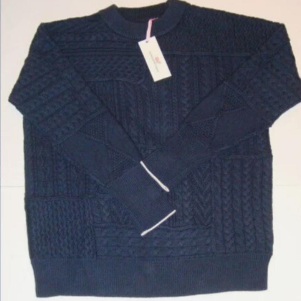 Vineyard Vines Women's Deep Blue Textured Crewneck Sweater